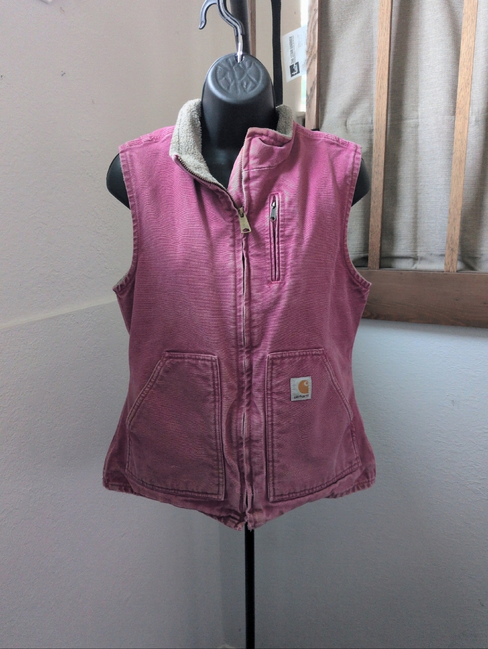 ✨ Carhartt Vintage Duck Vest In Pink Rose Mauve Size Xs - Picture 8 of 8